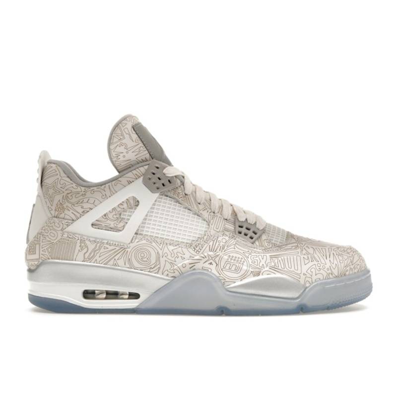 Air Jordan 4 Retro 30th Anniversary Laser Herren-Sneaker Weiß Chrom Metallic-Silber 705333-105 42.5 von Joom DACH