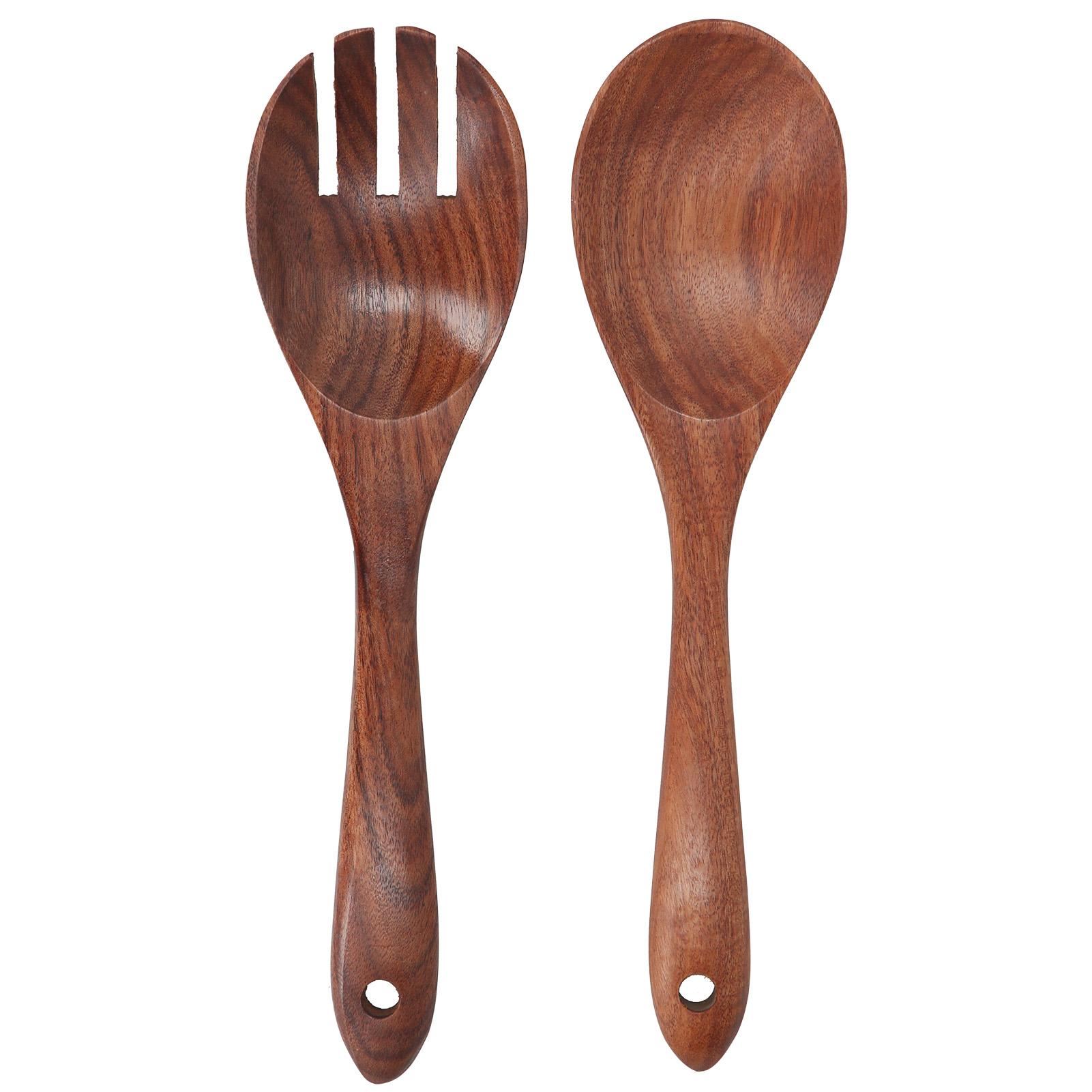 Akazienholz Gabel- und Löffelset Salatwender und Mischlöffel Kochlöffel Spork-Set von Joom DACH