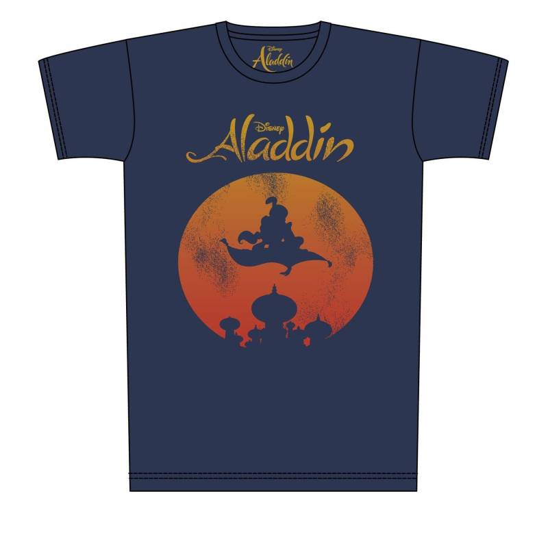 Aladdin Herren Magic Carpet Distressed Print T-Shirt XXL dunkelblau von Joom DACH