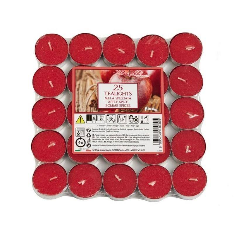Aladino Apfel-Zimt-Teelichter (Packung mit 25) One Size rot von Joom DACH