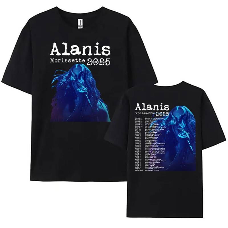 Alanis Morissette 2025 Welttournee T-Shirt Kurzarm O-Ausschnitt Damen/Herren T-Shirts Streetwear Hip Hop Unisex T-Shirts Baumwoll-Tops M von Joom DACH
