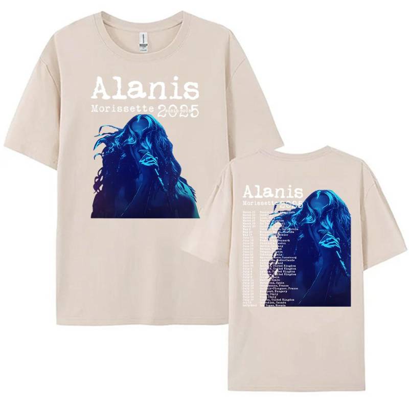Alanis Morissette 2025 Welttournee T-Shirt Kurzarm O-Ausschnitt Damen/Herren T-Shirts Streetwear Hip Hop Unisex T-Shirts Baumwoll-Tops M von Joom DACH
