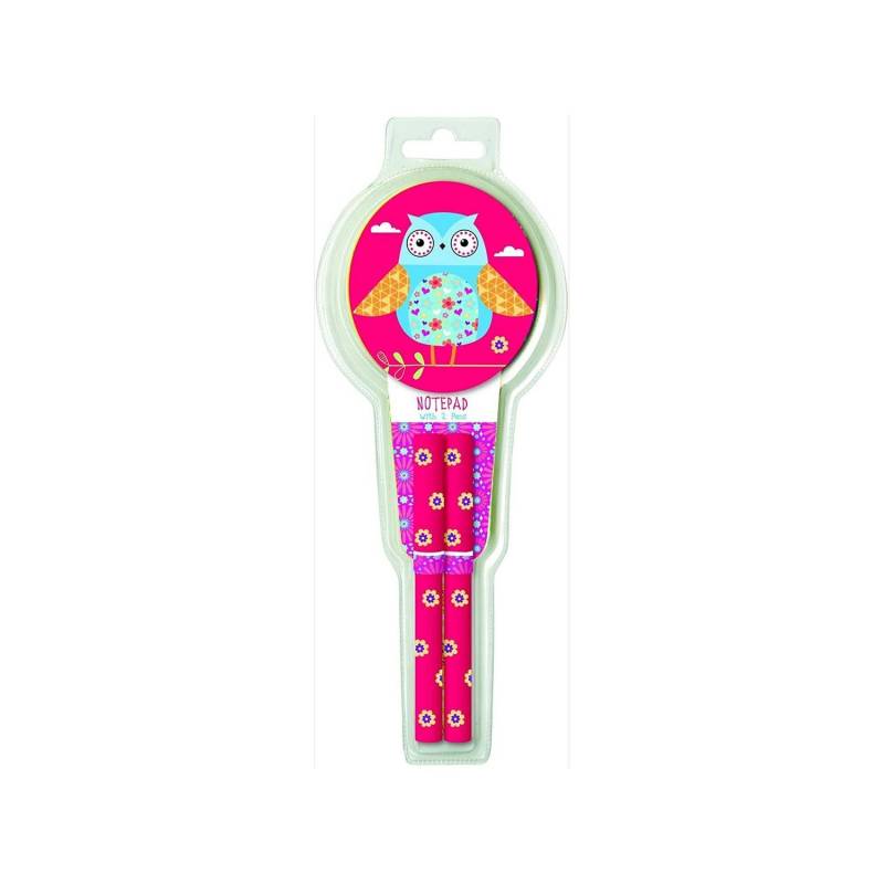 Alannahs Eulen-Notizblock und Stift One Size rosa/blau von Joom DACH