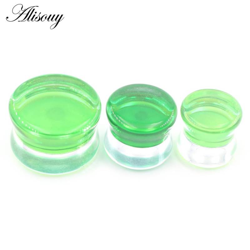 Alisouy 1PC 6mm-30mm Runde Glas Frauen Männer Ohr Stecker Tunnel Messgeräte Keil Expander Extender Ohrringe piercing Körper Schmuck 6mm grün von Joom DACH
