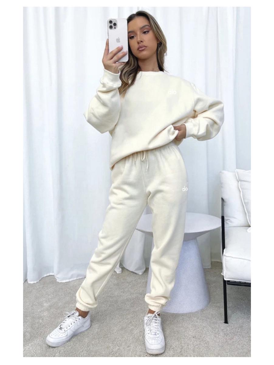 Alo 3D Silikondruck Rundhals-Pullover und Lange Hose - Damen Herbst/Winter Freizeitmode S von Joom DACH