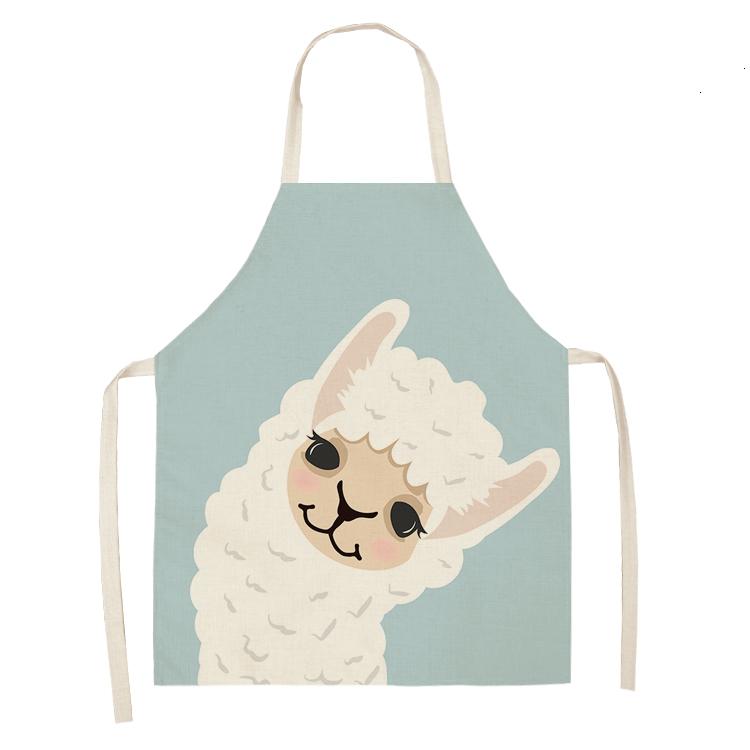 Alpaka Lama Kaktus bedruckte Baumwollleinen ärmellose Schürzen Küche Frauen Pinafore Hausmannskost Backen Taillenlätzchen 68x55cm 68x55cm von Joom DACH