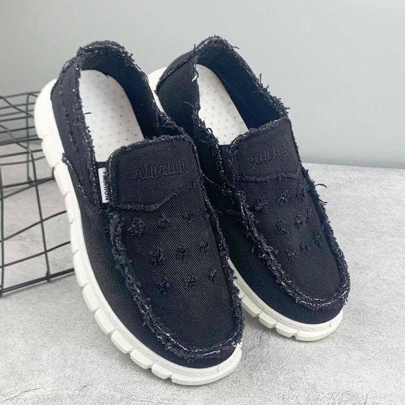 Alte Peking-Stoffschuhe Herren-Segeltuchschuhe Kleine Gänseblümchen Herrenschuhe Slip-on Freizeitschuhe Atmungsaktive Bettlerschuhe 44 schwarz von Joom DACH