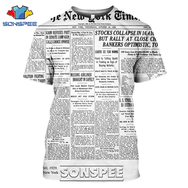 Alte Zeitung T-shirts 3D Druck Männer Frauen Casual Mode Hip Hop Lustige Kurzarm Streetwear Vintage Tops Shirt XL von Joom DACH