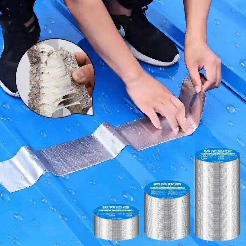 Wasserdichtes Butylband aus Aluminiumfolie, auslaufsicheres Dach, hochtemperaturbeständiger, auslaufsicherer Aufkleber für Rohrleitungswände, superklebendes Befestigungsband für Rohrleitungen 5CM&1M weiß von Joom DACH