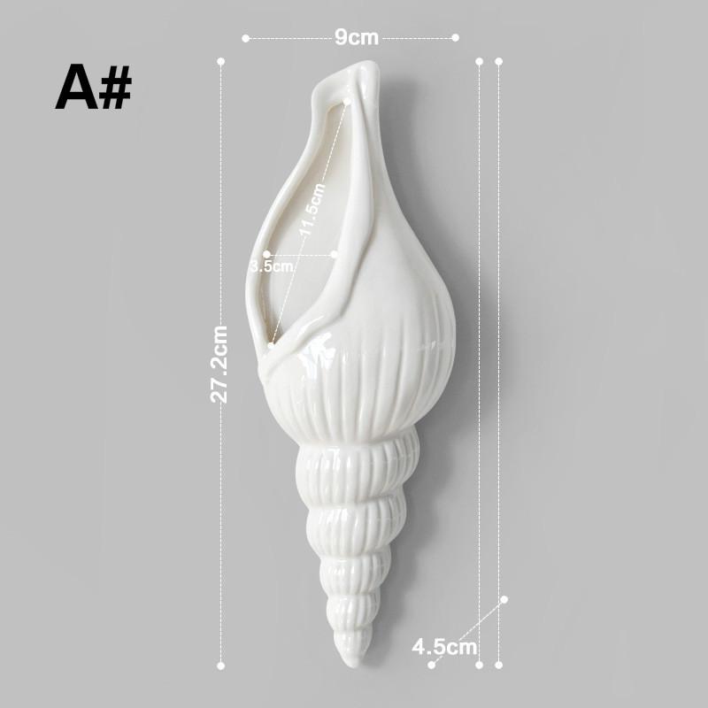 Amagogo Moderne weiße Keramik-Muschelmuschel-Blumenvase, Wandbehang, Heimdekoration A stye von Joom DACH