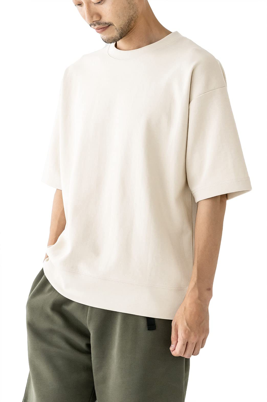 [Amazon Essentials] Double Face Sweat T-Shirt Wide Fit Herren (Früherer Markenname: GANZE PERSON) Cremeweiß L von Joom DACH