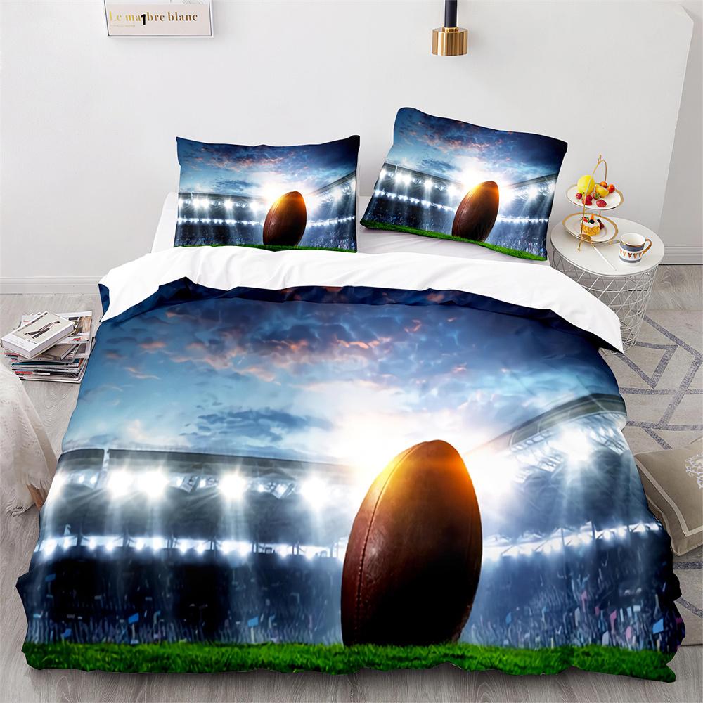 American Football Bettbezug Set 3D Sport Rugby Spieler Polyester Bettdeckenbezug Für Männer Teenager Junge Kind Bettwäscheset King Queen EU single(135x200cm) von Joom DACH