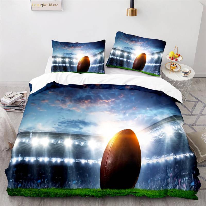 American Football Bettbezug Set 3D Sport Rugby Spieler Polyester Bettdeckenbezug Für Männer Teenager Junge Kind Bettwäscheset King Queen EU single(135x200cm) von Joom DACH