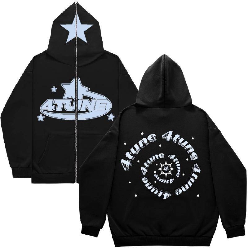 American Street 4tune Print Zipper Hoodie Unisex Y2k Mode Marke Hoodies Männer Frauen Langarm Übergroße Hip Hop Zip Up Jacke M von Joom DACH