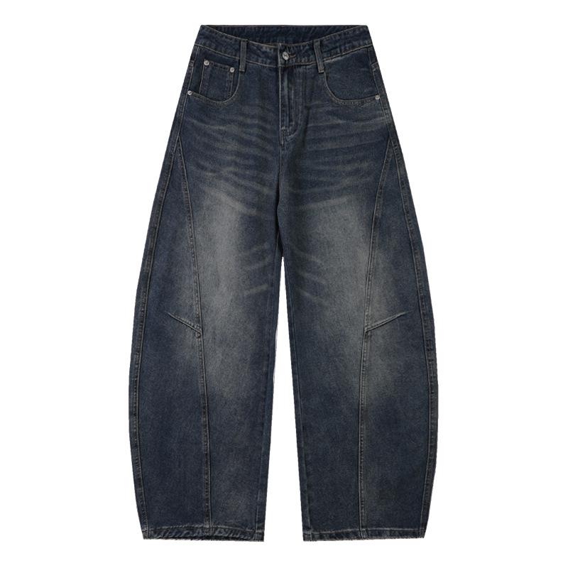 Amerikanische gewaschene Retro Cat Whisker Scimitar Jeans Herren Locker Drapierend High Street Weite Beine XL von Joom DACH