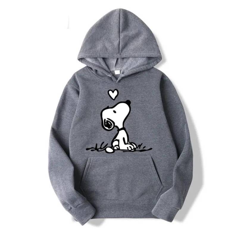 Amerikanische Cartoon Comics Snoopy Hoodie Damen Herren Pullover Tops Frühling Herbst Herren 2024 Neu Lässiges Paar Sweatshirt Kleidung L dunkelgrau von Joom DACH