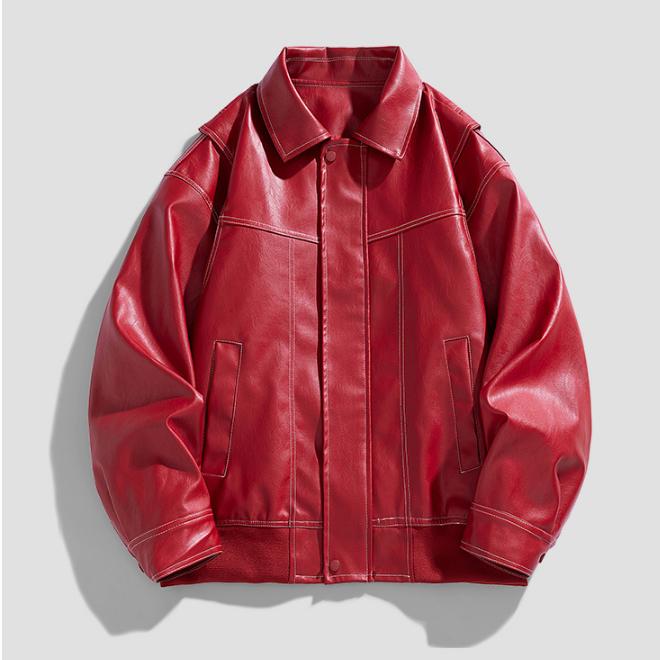 Amerikanische antike Motorradjacke mit Reverskragen Lederjacke für Herren Herbst und Winter Pu-Lederjacke für Herrenbekleidung M rot Amerikanische antike Motorradjacke mit Reverskragen Lederjacke für Herren Herbst und Winter Pu-Lederjacke für Herrenbekleidung M rot von Joom DACH