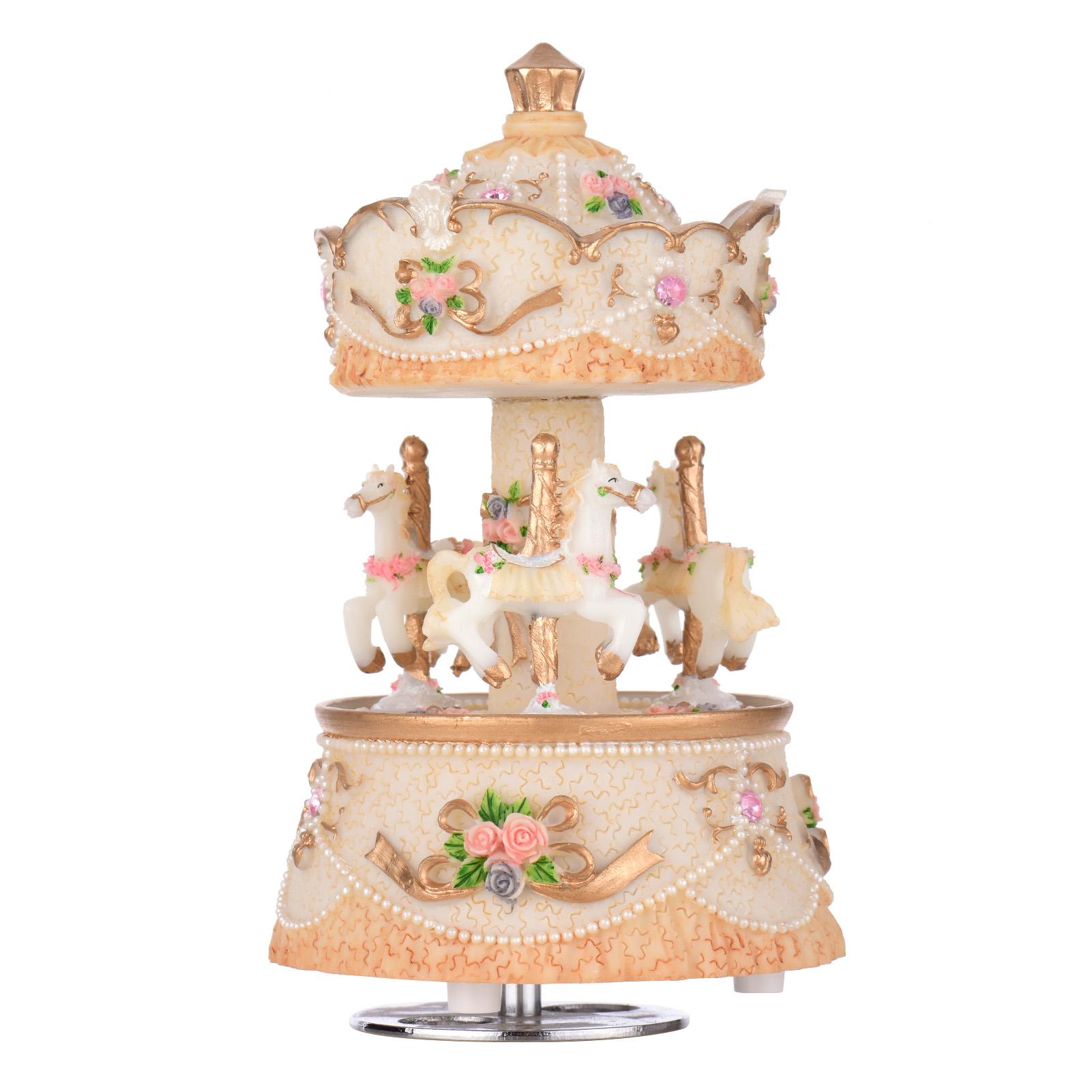 Ammoon Spieluhr, Karussell, Pferd, Einhorn, Farbwechsel, LED-Licht, leuchtend, rotierend, tolles Geschenk gelb von Joom DACH