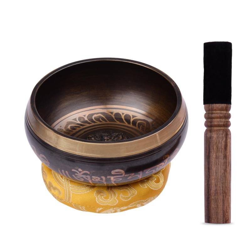 Ammoon tibetischen Singen Schale Set mit 12,5 cm/5 Zoll handgemachte Metall Sound Bowl & weiche Kissen & Holz 5 Inch von Joom DACH