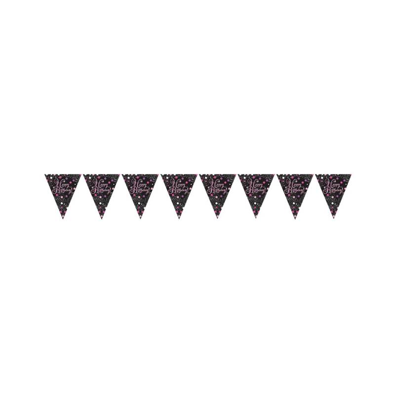 Amscan Funkelnde rosa Wimpelkette „Happy Birthday“ (13 Fuß) 13 feet schwarz von Joom DACH