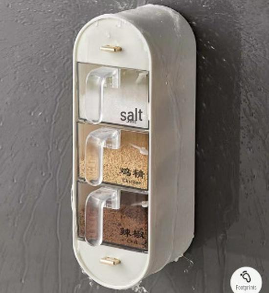 An der Wand montierte Gewürzbox im Schubladenstil mit Aufbewahrung in mehreren Gittern für die Küche weiß von Joom DACH