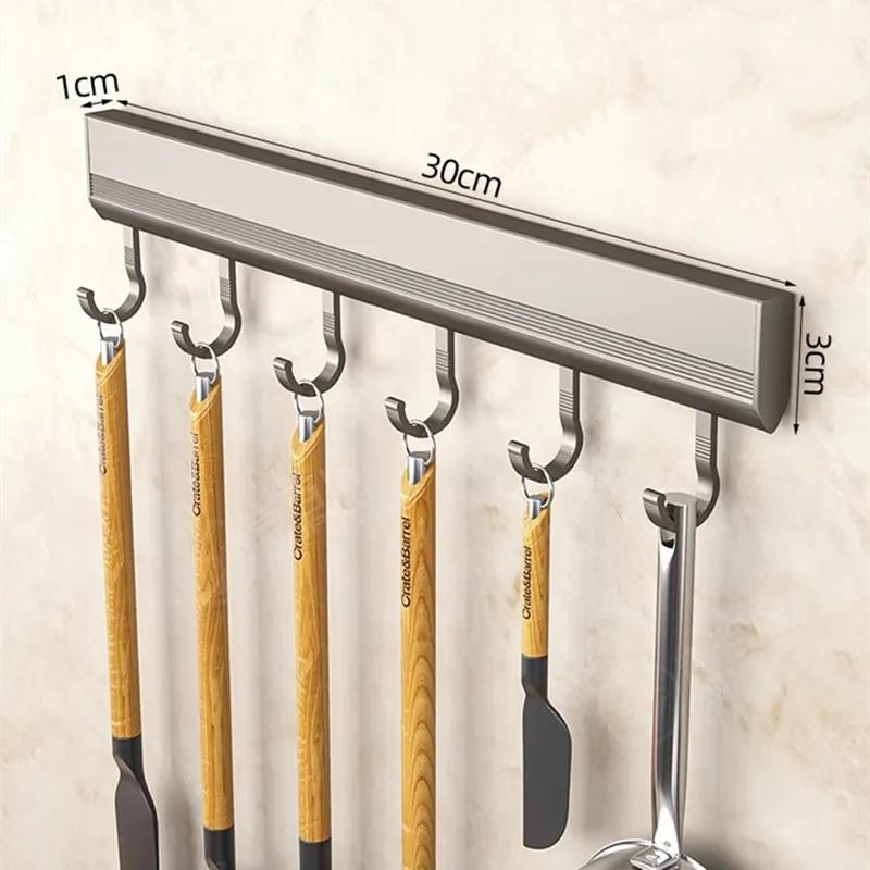 An der Wand montierte Hakenleiste, stanzfreie Aufbewahrung von Küchenutensilien, Hakenreihe, Halter für Badezimmer, Bademantel, Handtuch, Kleiderbügel, Mehrzweckhaken von Joom DACH