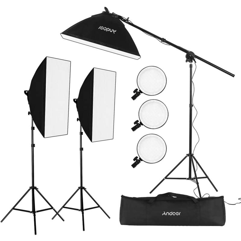 Andoer Studio Photography Softbox LED-Lichtset inklusive 20*28 Zoll Softboxen 45W Bi-Color UK Plug schwarz von Joom DACH