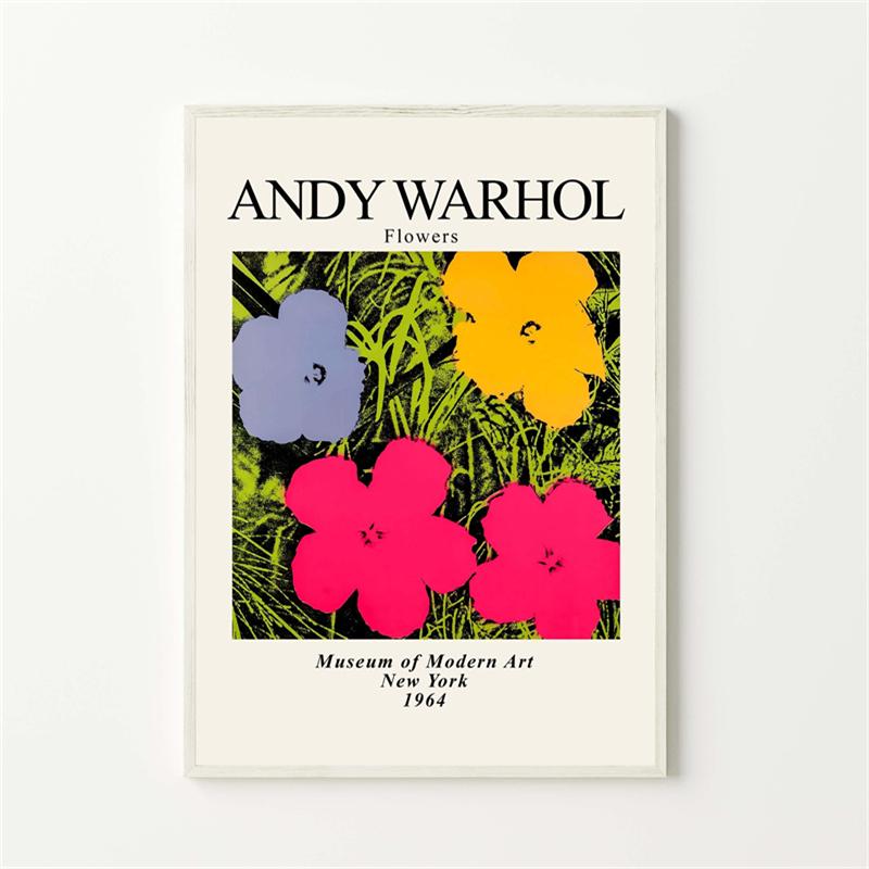 Andy Warhol Pop Art Leinwand-Poster, Blumen, Vintage-Gemälde, trendige Wandkunst, Druck für Wohnzimmer, Zuhause, Bilder, Wanddekoration 50X70cm Unframed von Joom DACH
