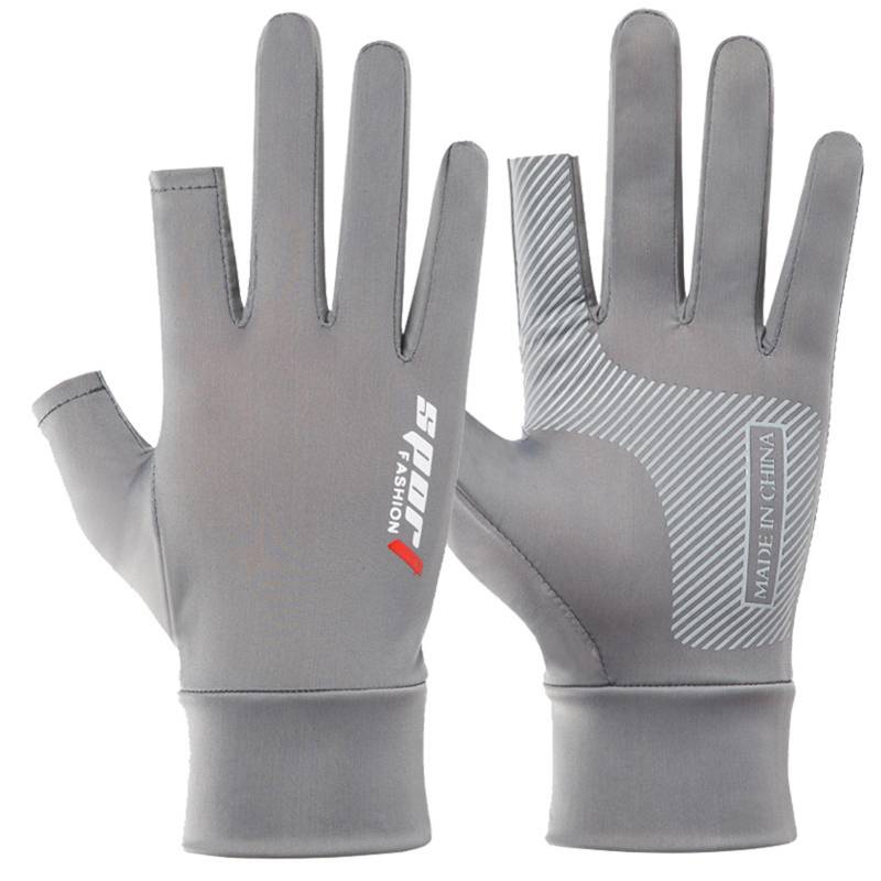 Angelhandschuhe Damen Herren Anti-Rutsch-Handschuhe Sporthandschuhe zum Radfahren Motorradfahren Angeln Reiten Type 2 grau von Joom DACH