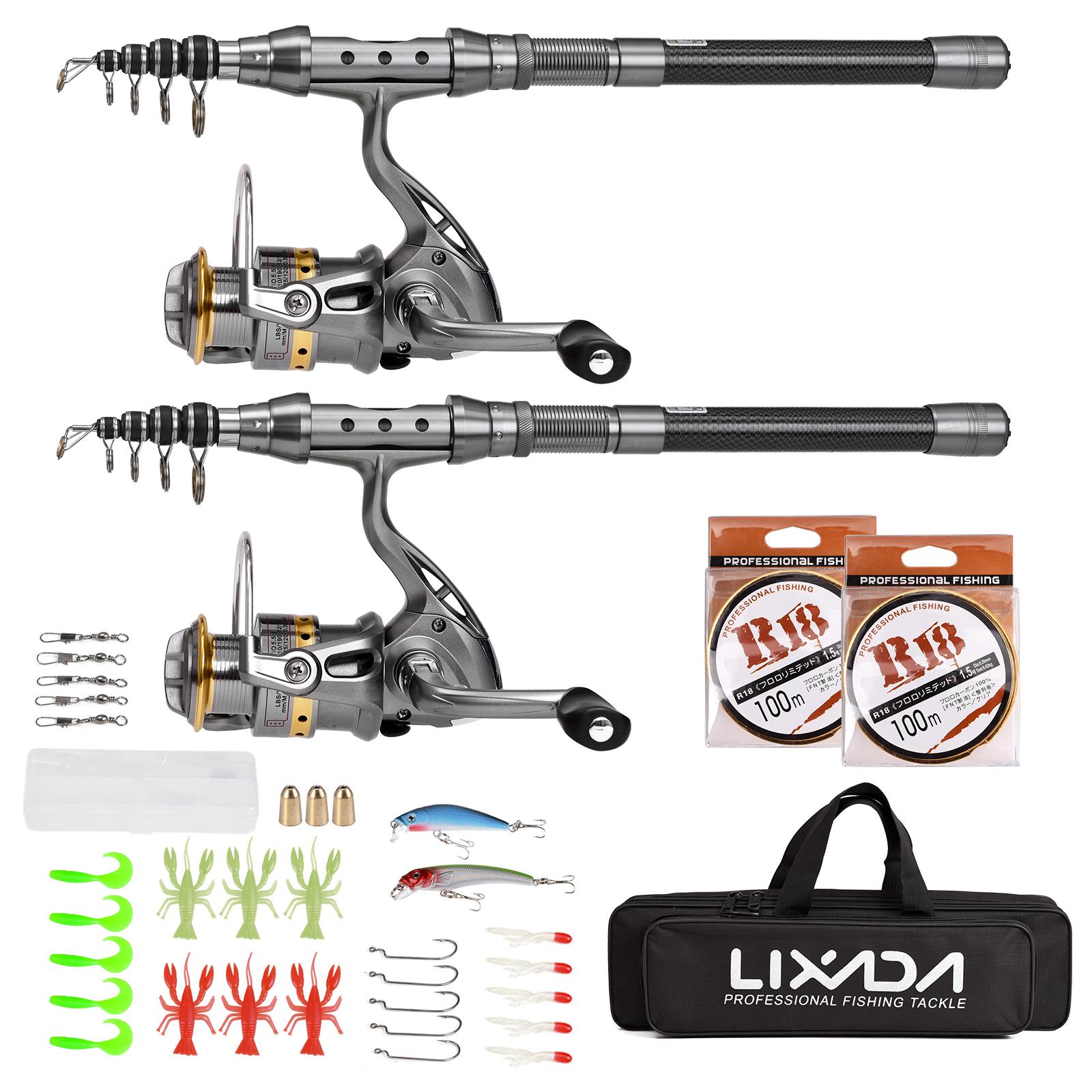 Angelrute Combo Set 2PCS Angelrute und Rolle Teleskop Angelrute Carbon Faser Spinning Rollen Angeln 1.8m von Joom DACH