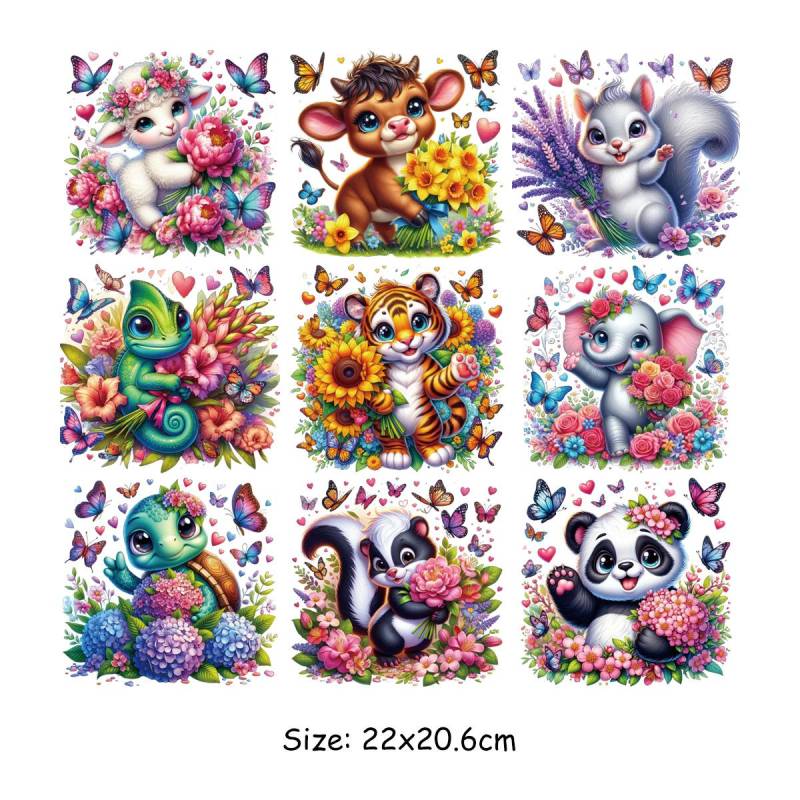 Tier-Patch, Schmetterling, Blume, Vinyl, T-Shirt, Kleidung, Aufkleber, DIY, Hoodies, Wärmepresse, appliziert, Parches, Ropa, Aufnäher zum Aufbügeln von Joom DACH
