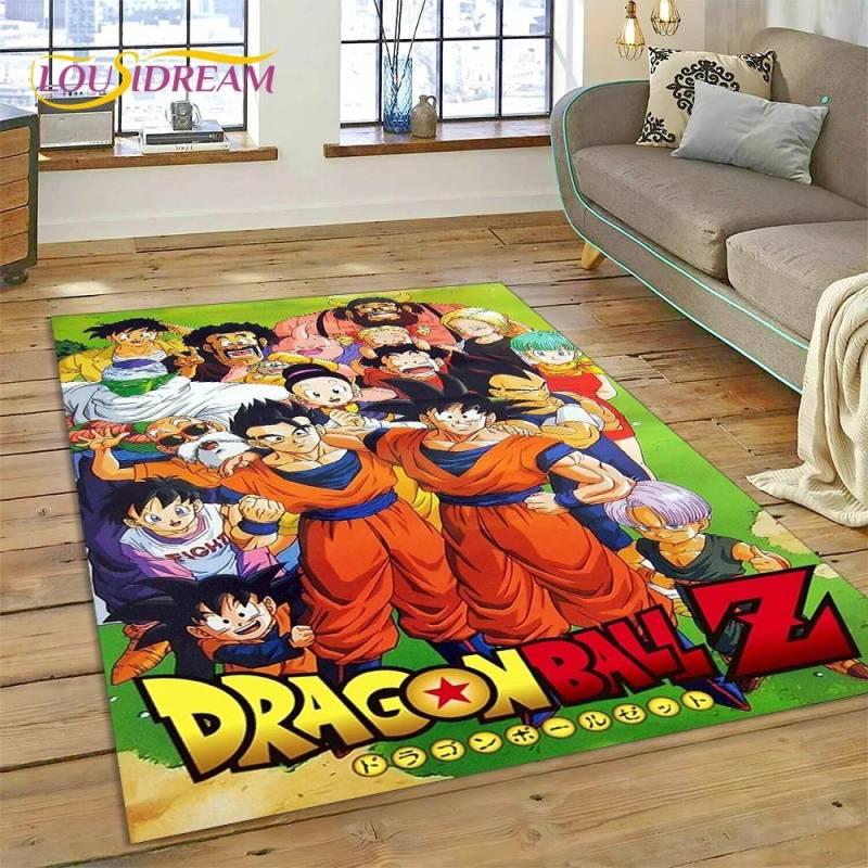 Anime 3D D-Dragon-Ball Japan Cartoon-Teppich für Wohnzimmer, Schlafzimmer, Dekoration, Bodenmatte, rutschfeste Dekoration für Sofa, Fußmatte 40cm x 60cm von Joom DACH
