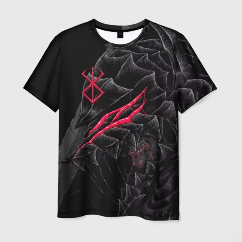 Anime Berserk Guts Bedruckte T-Shirts 3D Herren/Damen Stilvolles Harajuku T-Shirt Lässig Kind Persönlichkeit Kurzarm Top Kleidung M von Joom DACH