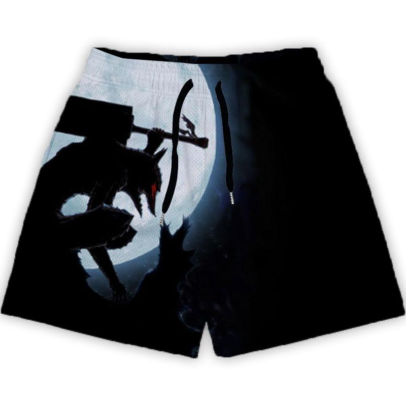 Anime Berserk Shorts Mode Casual GYM Shorts für Sommer Mesh Atmungsaktiv Männer Frauen Basketball Laufen Schnell Trocknend Kurze Hosen XXL von Joom DACH