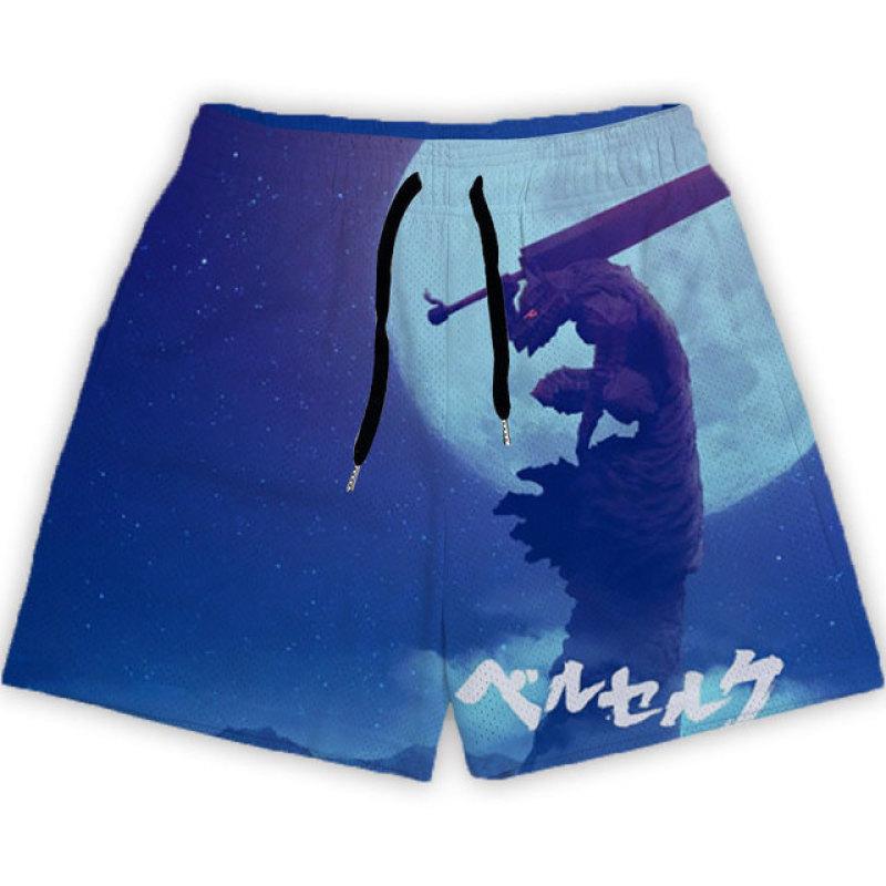 Anime Berserk Shorts Mode Casual GYM Shorts für Sommer Mesh Atmungsaktiv Männer Frauen Basketball Laufen Schnell Trocknend Kurze Hosen XXL von Joom DACH