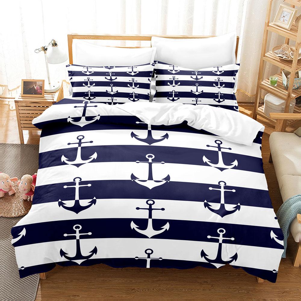 Anime Bettwäsche Set Anker 3D Gedruckt Vintage Bettbezug Set Einzel Doppel King Size Luxus Bettwäsche Set für Kinder Erwachsene Geschenk Eu Single 135x200cm von Joom DACH