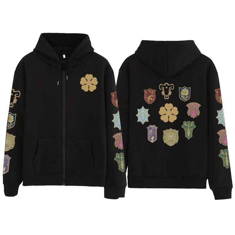 Anime Black Clover Magic Knights Logo Grafik bedruckt mit Kapuze Herren Damen Reißverschluss Hoodies Casual Sweatshirt Harajuku Zip Up Jacke XL schwarz von Joom DACH