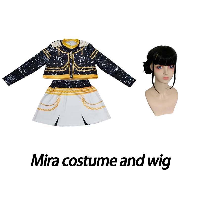 Anime Dämon Rumi Zoey Mira Sänger Kostüme für Mädchen Jäger Bühnenauftritt Outfits Halloween Kpop Cosplay Uniform Perücken Set 150 von Joom DACH
