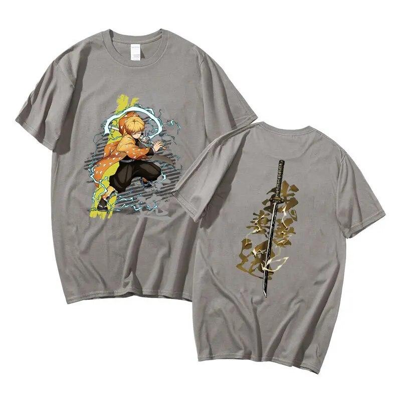 Anime Dämon Slayer Agatsuma Zenitsu Grafik Druck T Shirt Unisex Frauen Mode Unisexga Tees Cartoon Kimetsu Keine Yaiba Übergroßen t-shirt M von Joom DACH
