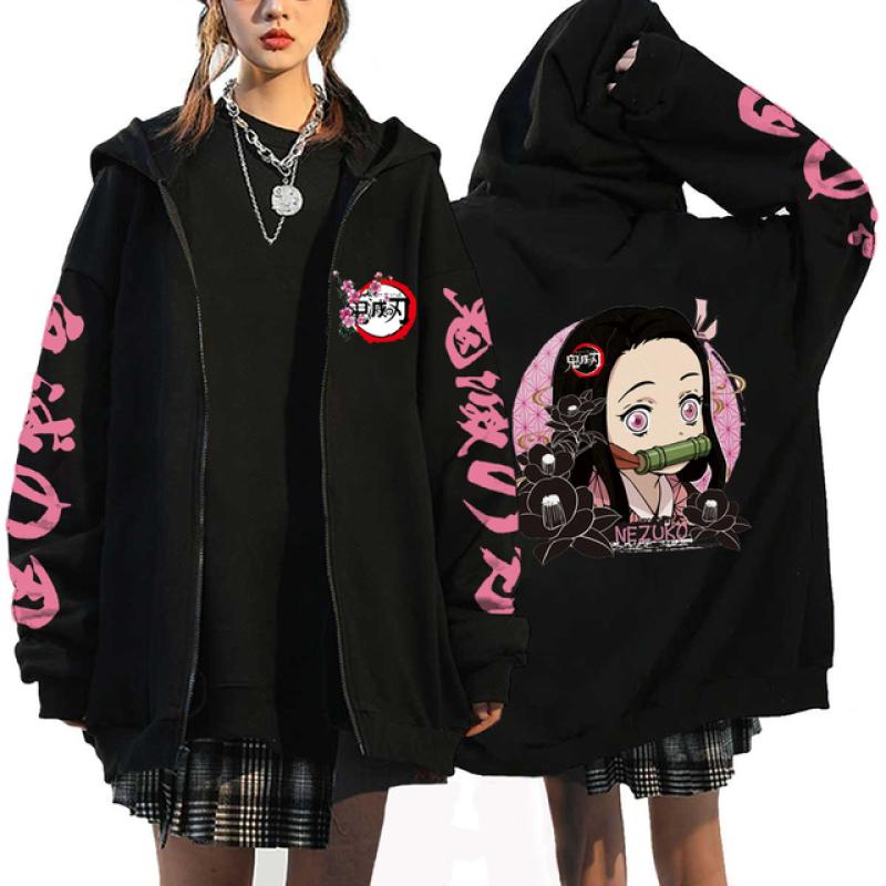 Anime Dämon Slayer Hoodies Kamado Nezuko Print Zip Up Jacke Hip Hop Streetwear Sweatshirts Frauen Harajuku Casual Mäntel Y2K Tops S von Joom DACH
