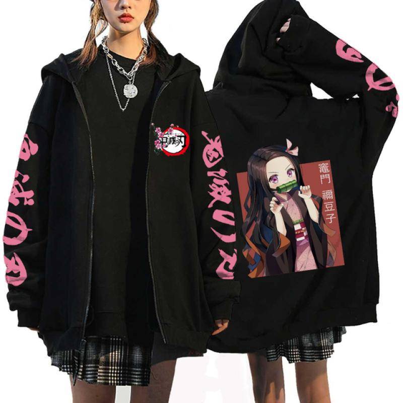 Anime Dämon Slayer Hoodies Kamado Nezuko Print Zip Up Jacke Hip Hop Streetwear Sweatshirts Frauen Harajuku Casual Mäntel Y2K Tops XXXL von Joom DACH