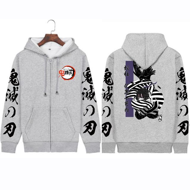 Anime Demon Slayer Iguro Obanai Zipper Hoodie Harajuku Manga Grafik Hip Hop Y2k Herbst Winter Männer Frauen Plus Größe Zip-up Hoodie S von Joom DACH
