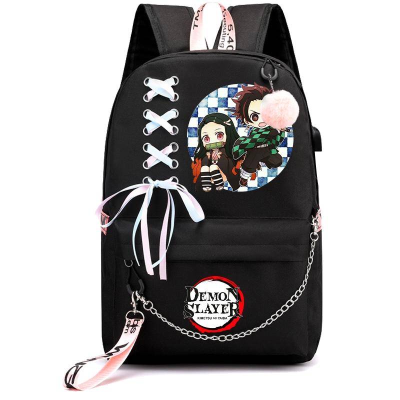 Anime Demon Slayer Rucksack Student Bookbag für Mädchen Zurück zur Schule Rucksack Kawaii Rucksack Tasche Frauen Reisetasche Mochila von Joom DACH