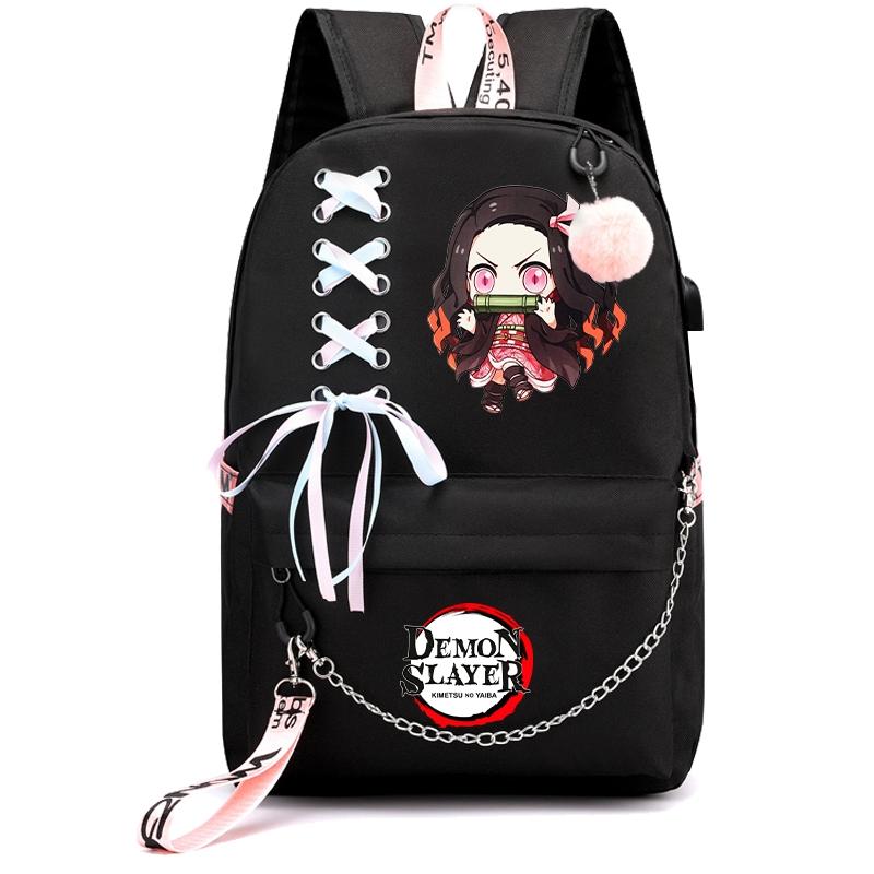 Anime Demon Slayer Rucksack Student Bookbag für Mädchen Zurück zur Schule Rucksack Kawaii Rucksack Tasche Frauen Reisetasche Mochila von Joom DACH