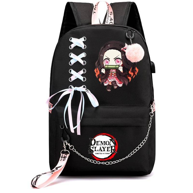 Anime Demon Slayer Rucksack Student Bookbag für Mädchen Zurück zur Schule Rucksack Kawaii Rucksack Tasche Frauen Reisetasche Mochila von Joom DACH