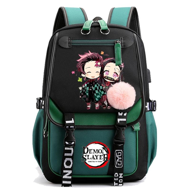 Anime Demon Slayer Rucksack für Frauen Canvas Laptoptasche Zurück zur Schultasche für Mädchen Jungen Schultasche Männer Frauen Reisetasche Mochila von Joom DACH