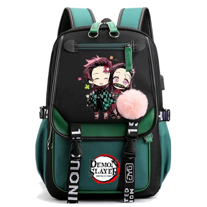 Anime Demon Slayer Rucksack für Frauen Canvas Laptoptasche Zurück zur Schultasche für Mädchen Jungen Schultasche Männer Frauen Reisetasche Mochila von Joom DACH