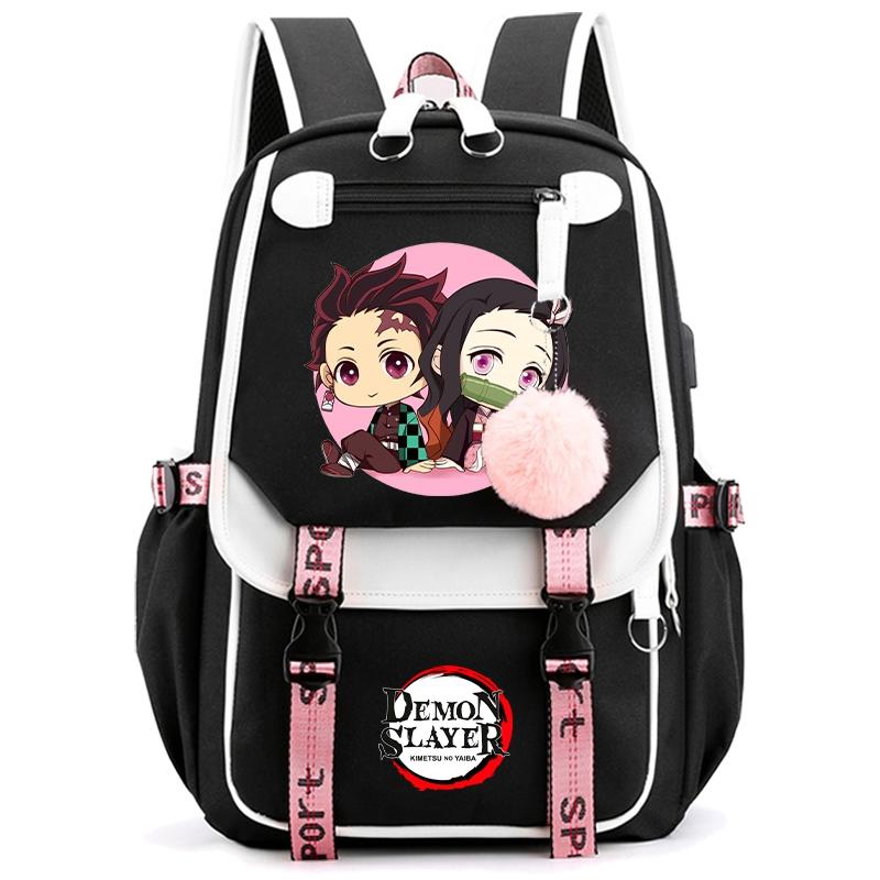 Anime Demon Slayer Rucksack für Frauen Canvas Laptoptasche Zurück zur Schultasche für Mädchen Jungen Schultasche Männer Frauen Reisetasche Mochila von Joom DACH