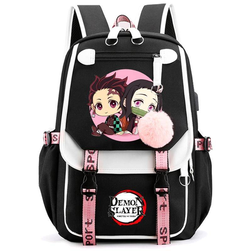 Anime Demon Slayer Rucksack für Frauen Canvas Laptoptasche Zurück zur Schultasche für Mädchen Jungen Schultasche Männer Frauen Reisetasche Mochila von Joom DACH