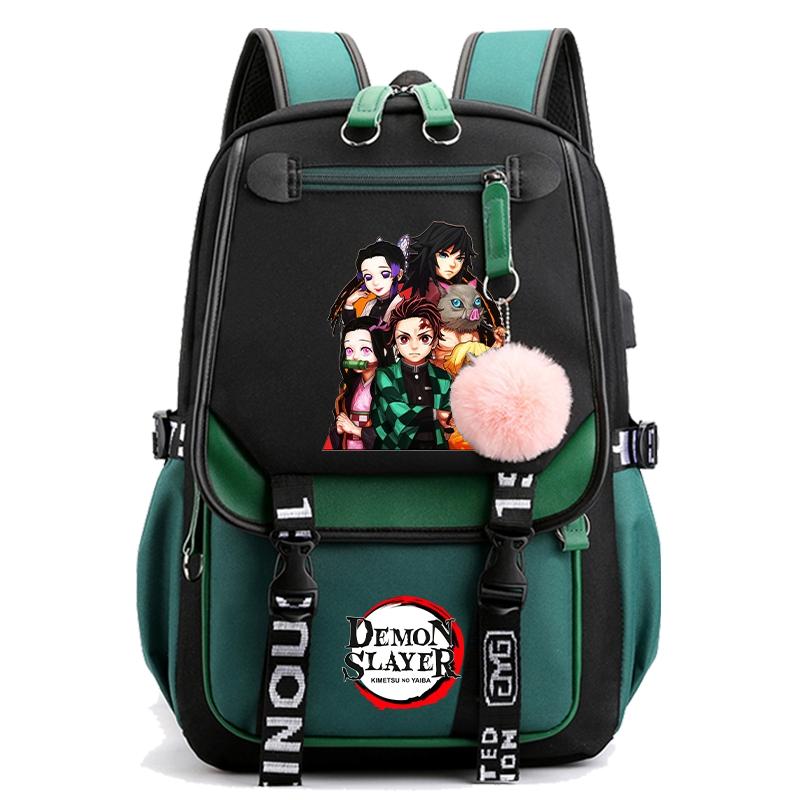 Anime Demon Slayer Rucksack für Frauen Canvas Laptoptasche Zurück zur Schultasche für Mädchen Jungen Schultasche Männer Frauen Reisetasche Mochila von Joom DACH